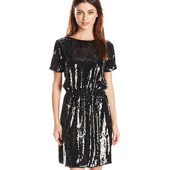Armani Jeans Black Vestito Sequin Mini Dress
